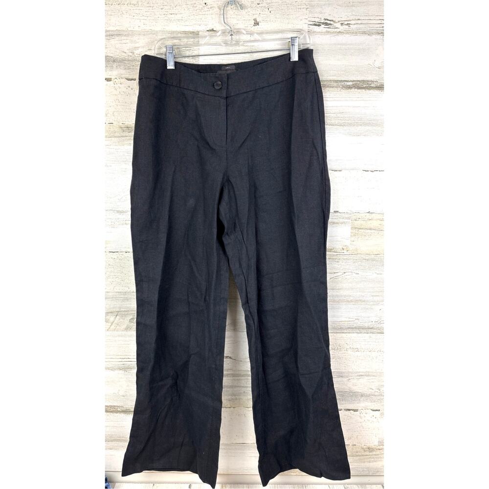 Talbots Women’s 10 Black Linen Curvy Fit Straight Leg Zip Front Dress Work Pants
